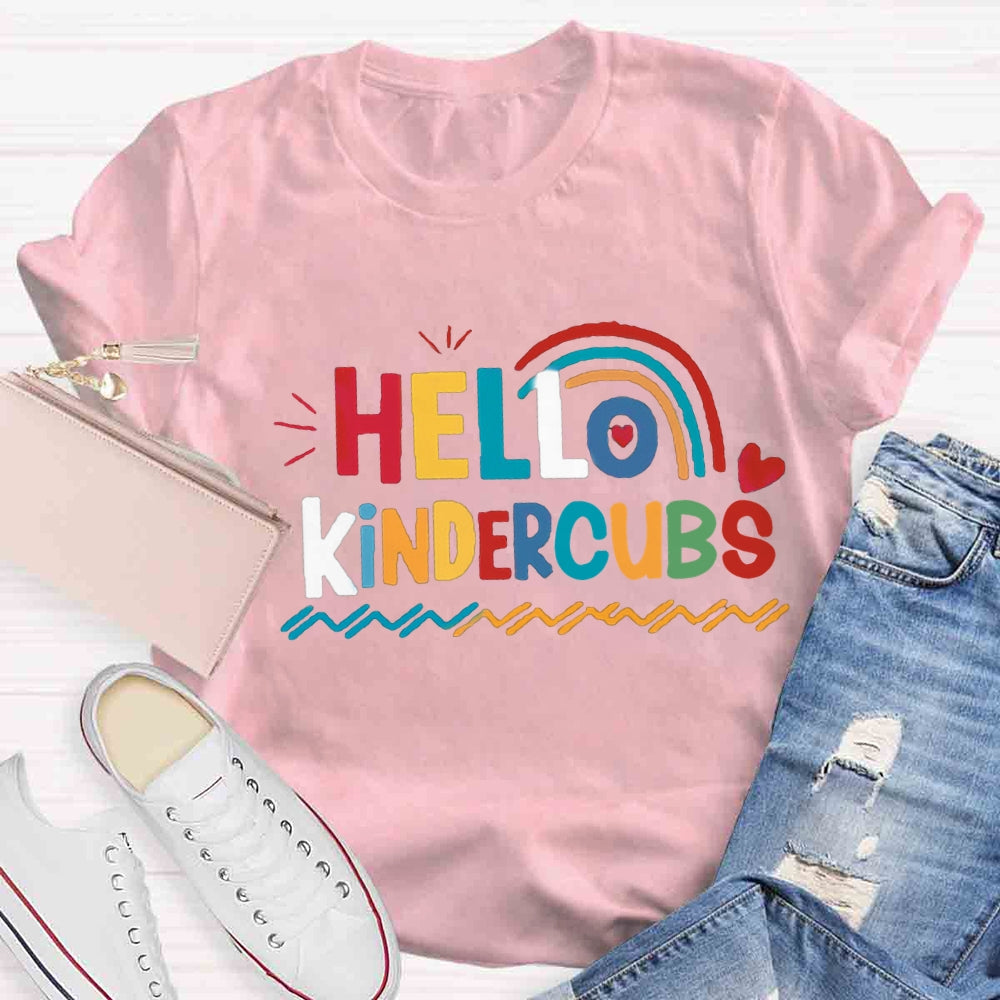 Personalized Grade Hello Kindergarten Rainbow First Day Of School T-shirt