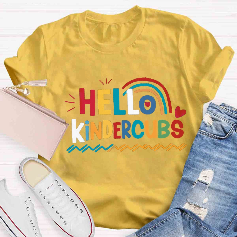 Personalized Grade Hello Kindergarten Rainbow First Day Of School T-shirt