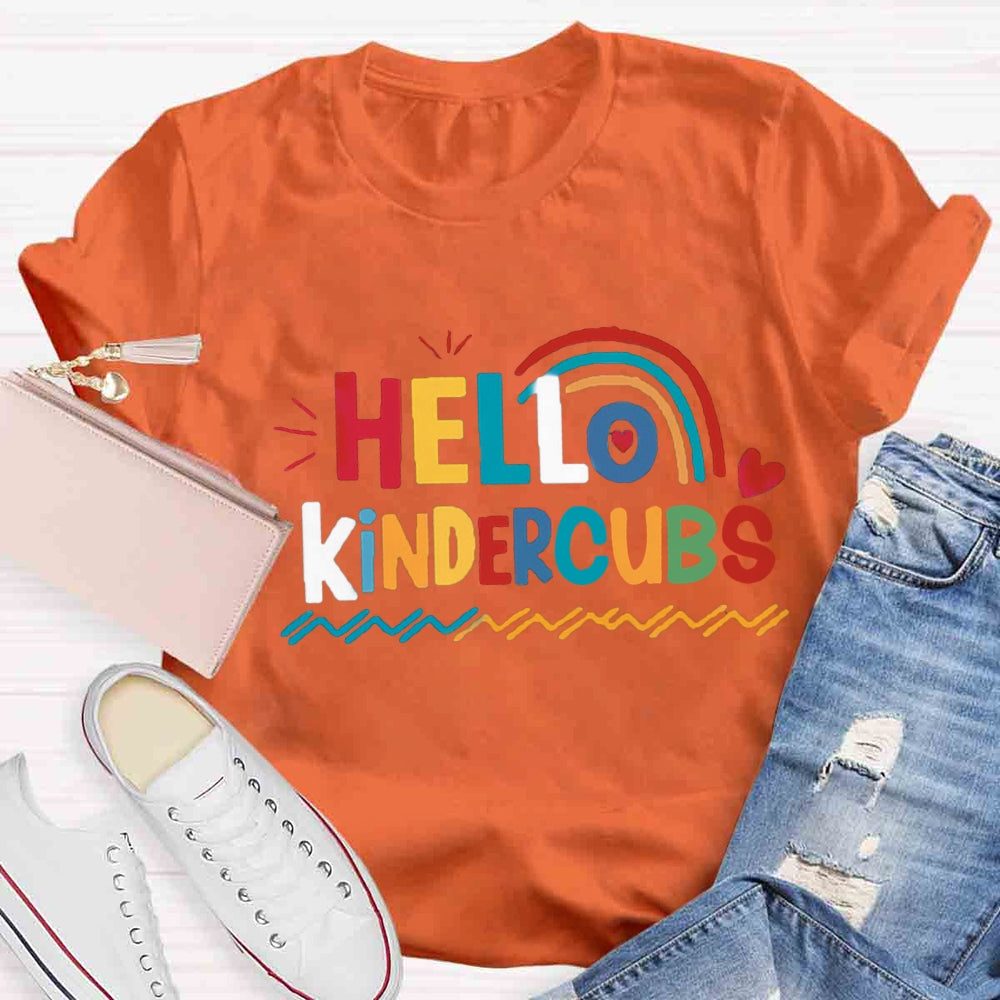 Personalized Grade Hello Kindergarten Rainbow First Day Of School T-shirt