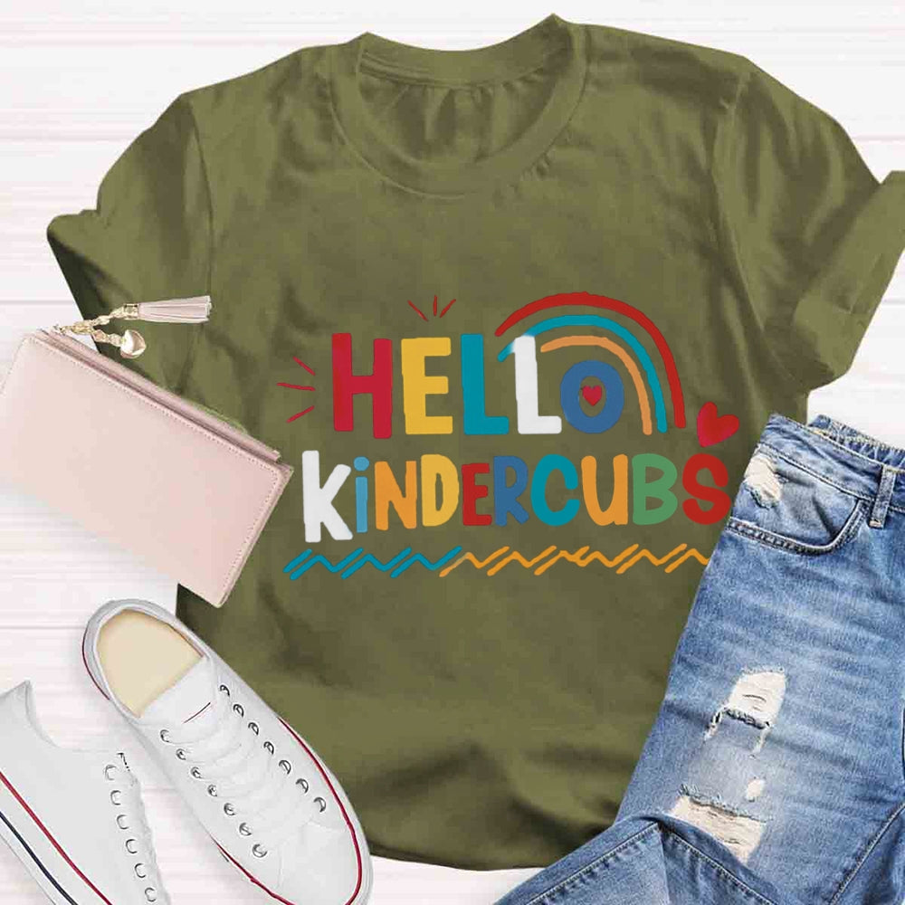 Personalized Grade Hello Kindergarten Rainbow First Day Of School T-shirt