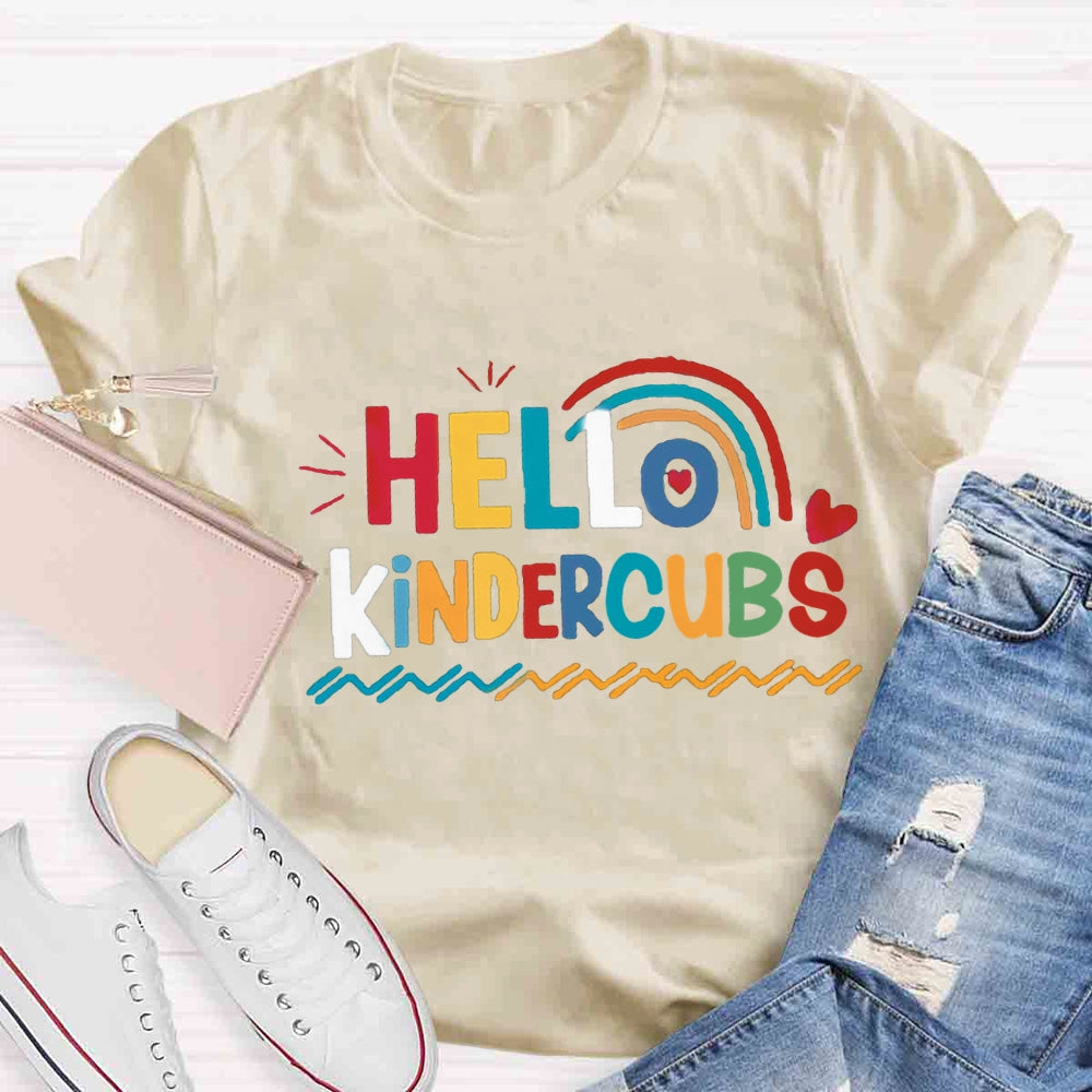 Personalized Grade Hello Kindergarten Rainbow First Day Of School T-shirt