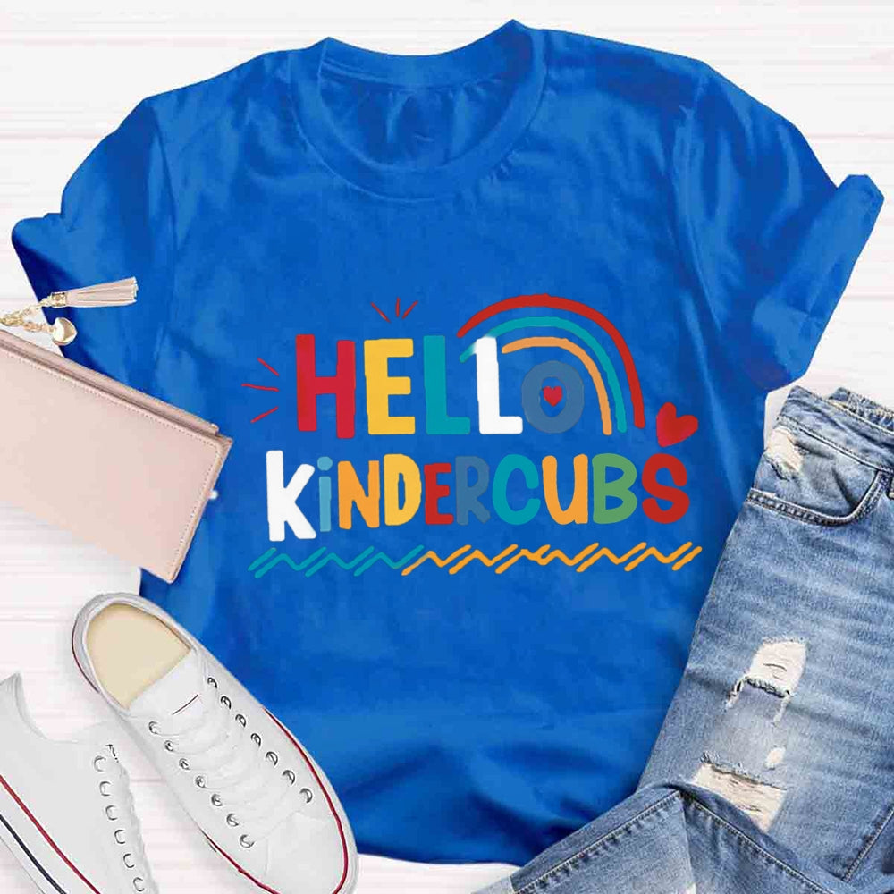Personalized Grade Hello Kindergarten Rainbow First Day Of School T-shirt