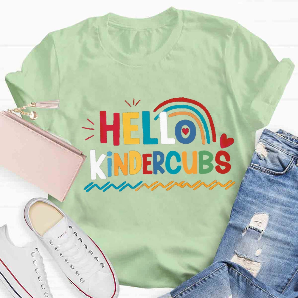 Personalized Grade Hello Kindergarten Rainbow First Day Of School T-shirt