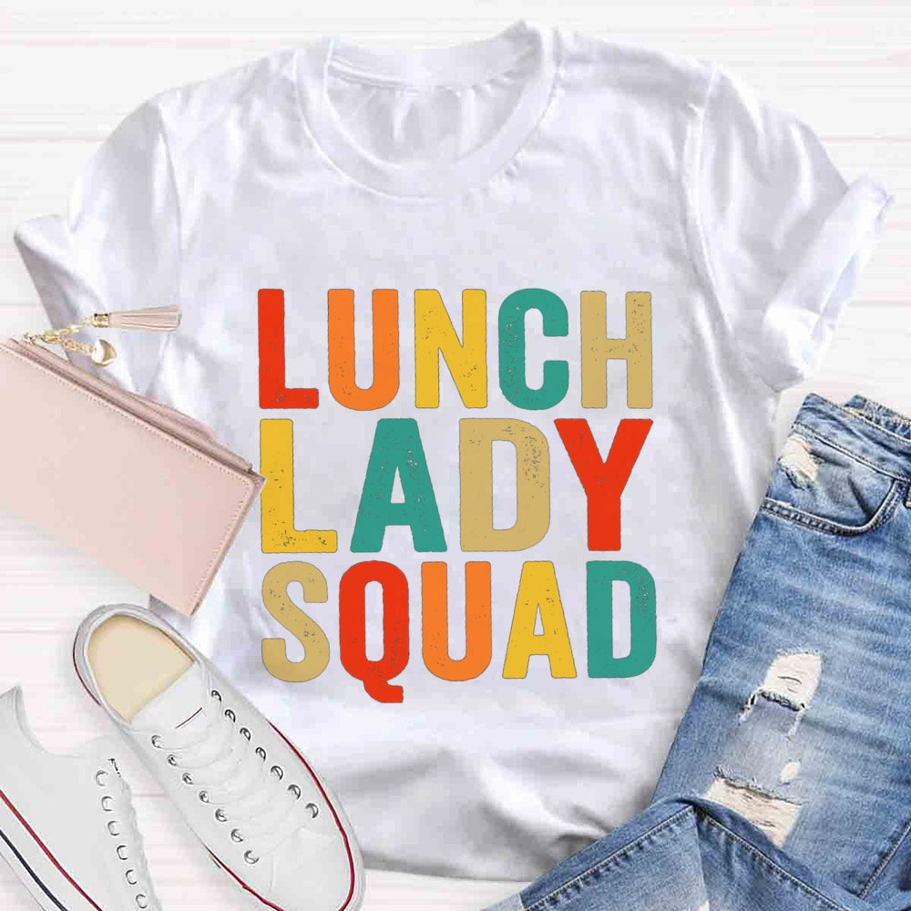 Lunch Lady Squad Colorful Letter Print T-shirt