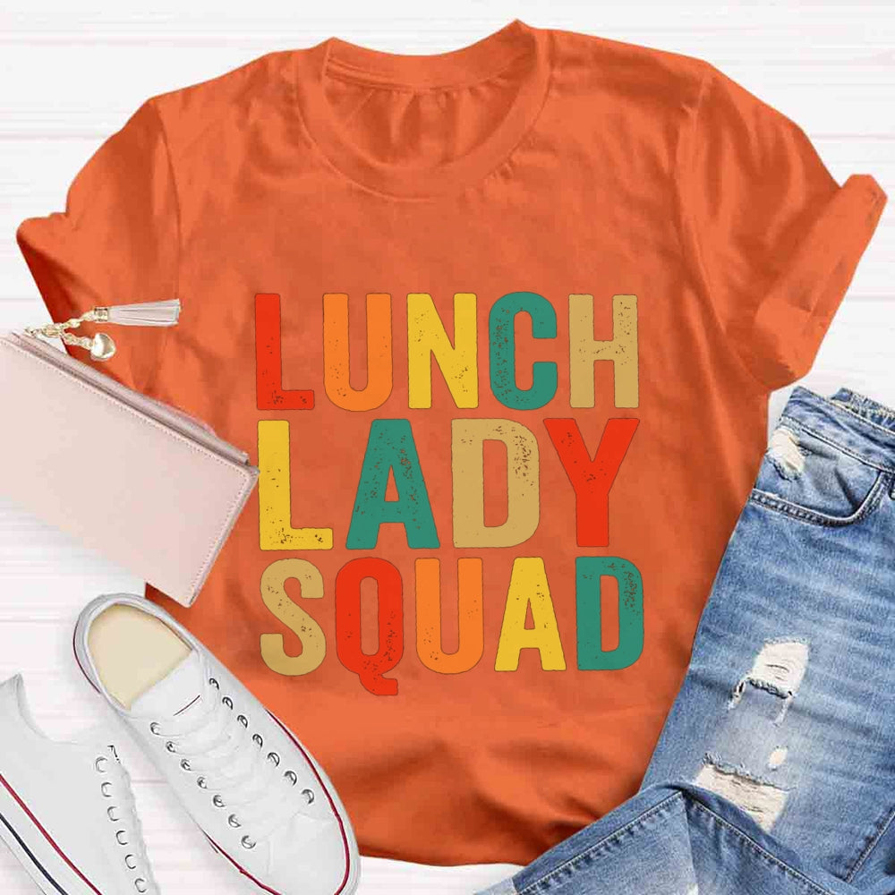 Lunch Lady Squad Colorful Letter Print T-shirt