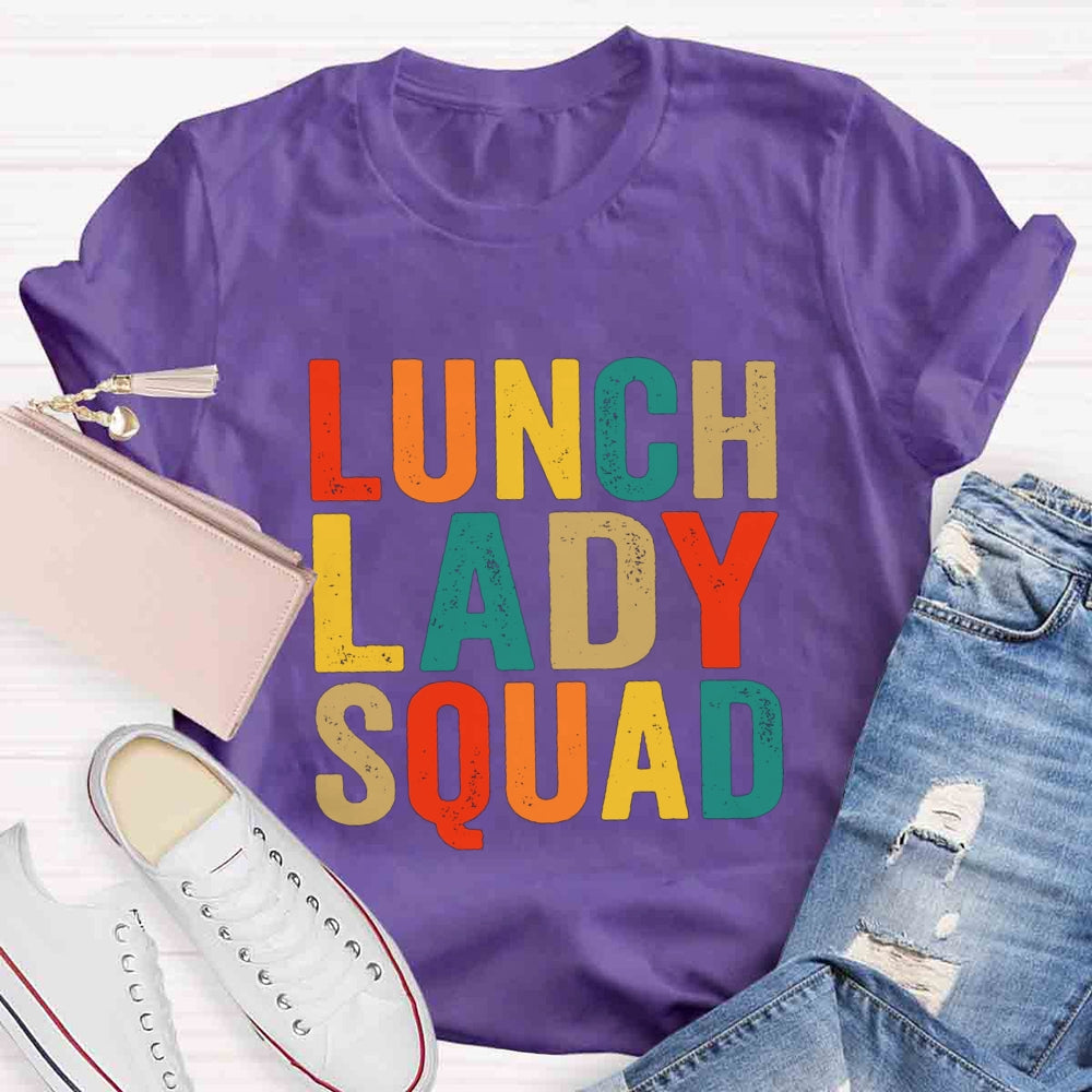Lunch Lady Squad Colorful Letter Print T-shirt