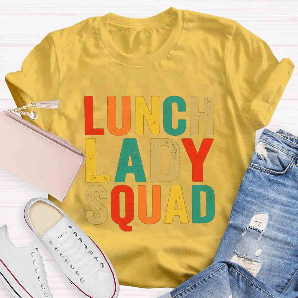 Lunch Lady Squad Colorful Letter Print T-shirt