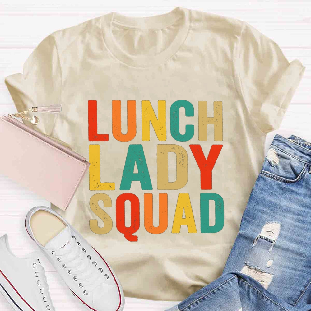 Lunch Lady Squad Colorful Letter Print T-shirt