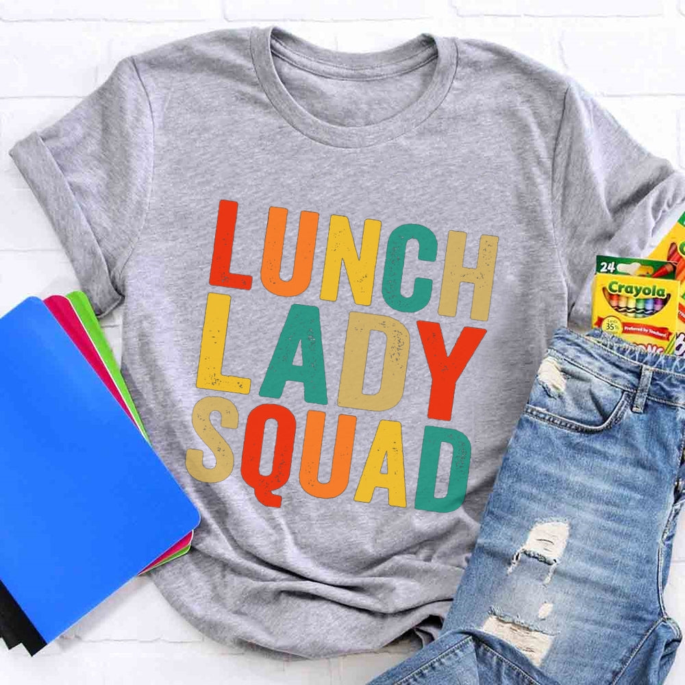 Lunch Lady Squad Colorful Letter Print T-shirt