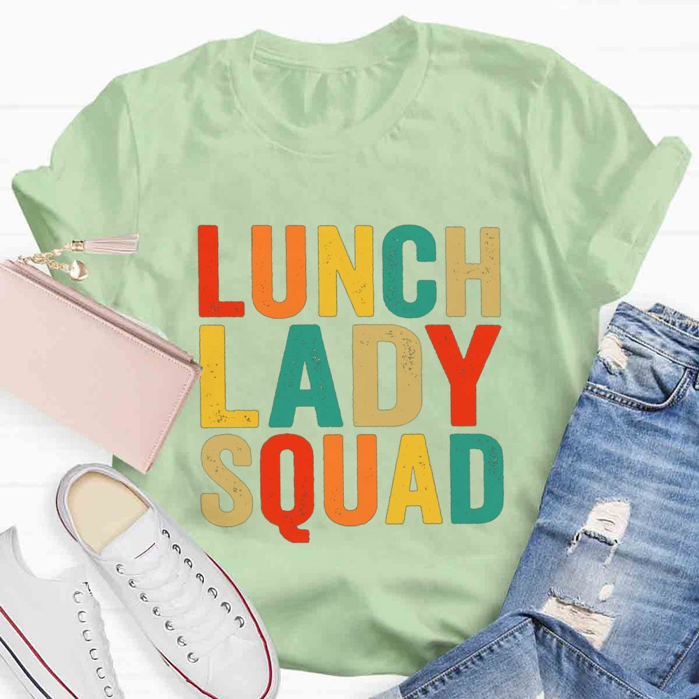 Lunch Lady Squad Colorful Letter Print T-shirt