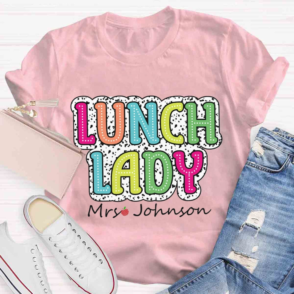Personalized Name Lunch Lady Leopard Print T-shirt