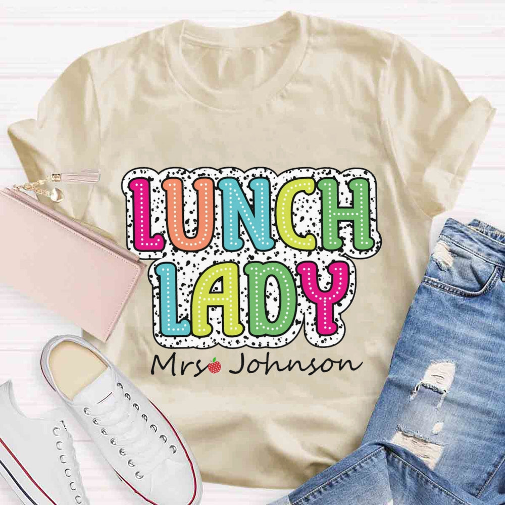 Personalized Name Lunch Lady Leopard Print T-shirt
