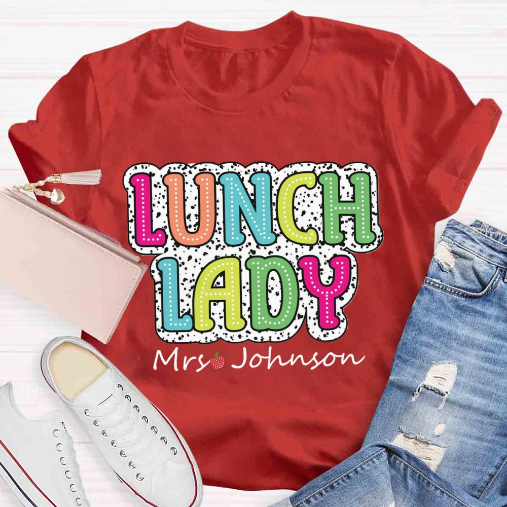 Personalized Name Lunch Lady Leopard Print T-shirt