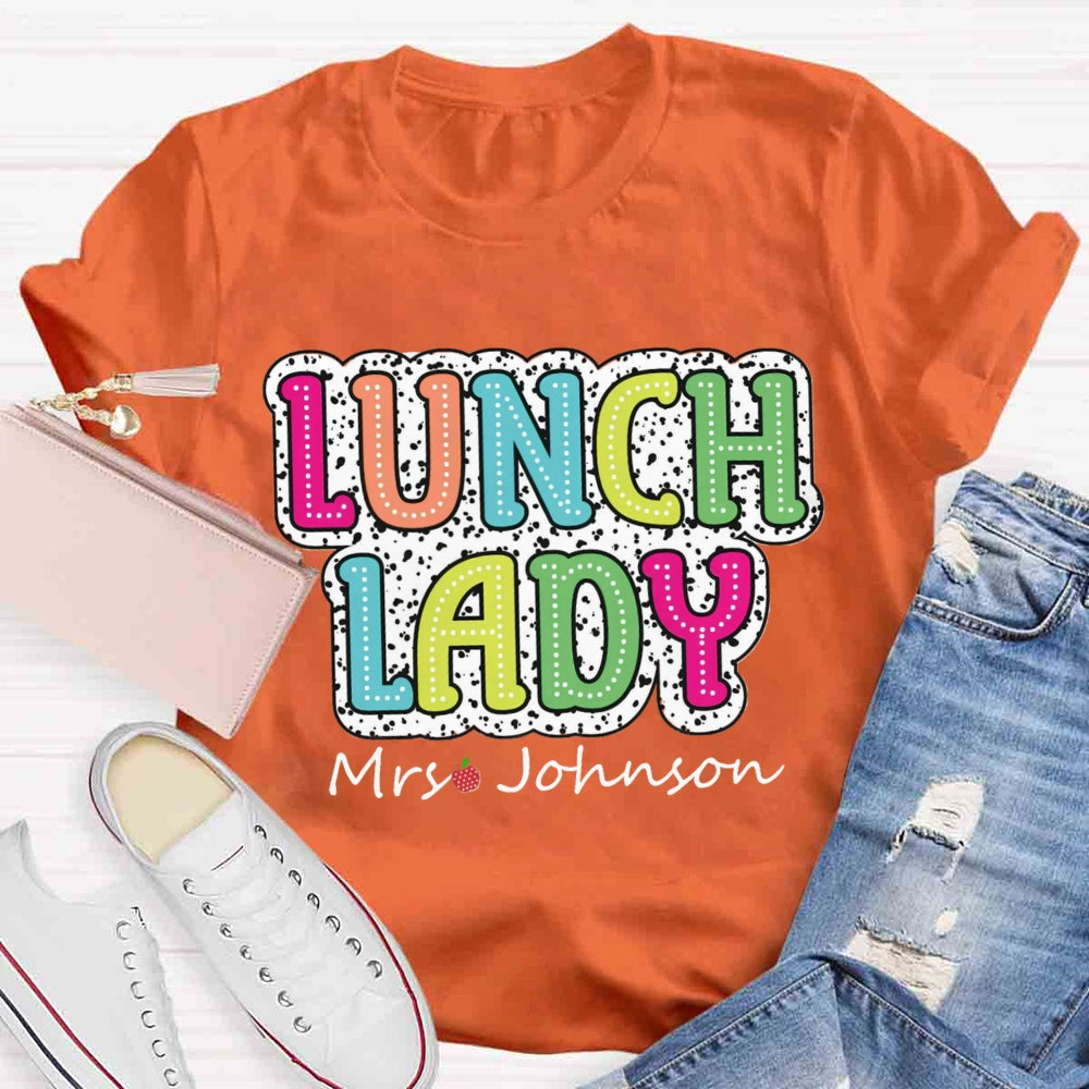 Personalized Name Lunch Lady Leopard Print T-shirt