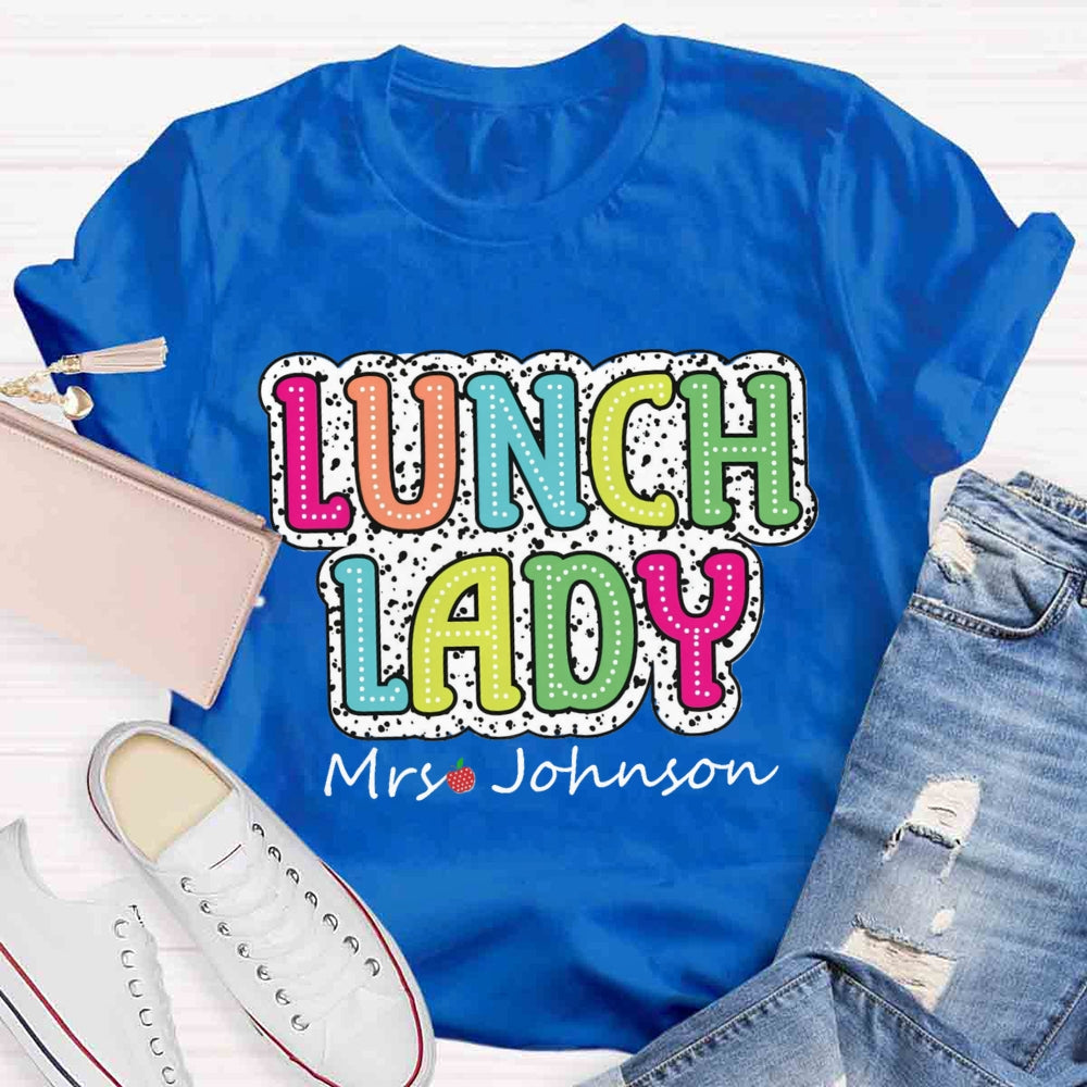 Personalized Name Lunch Lady Leopard Print T-shirt