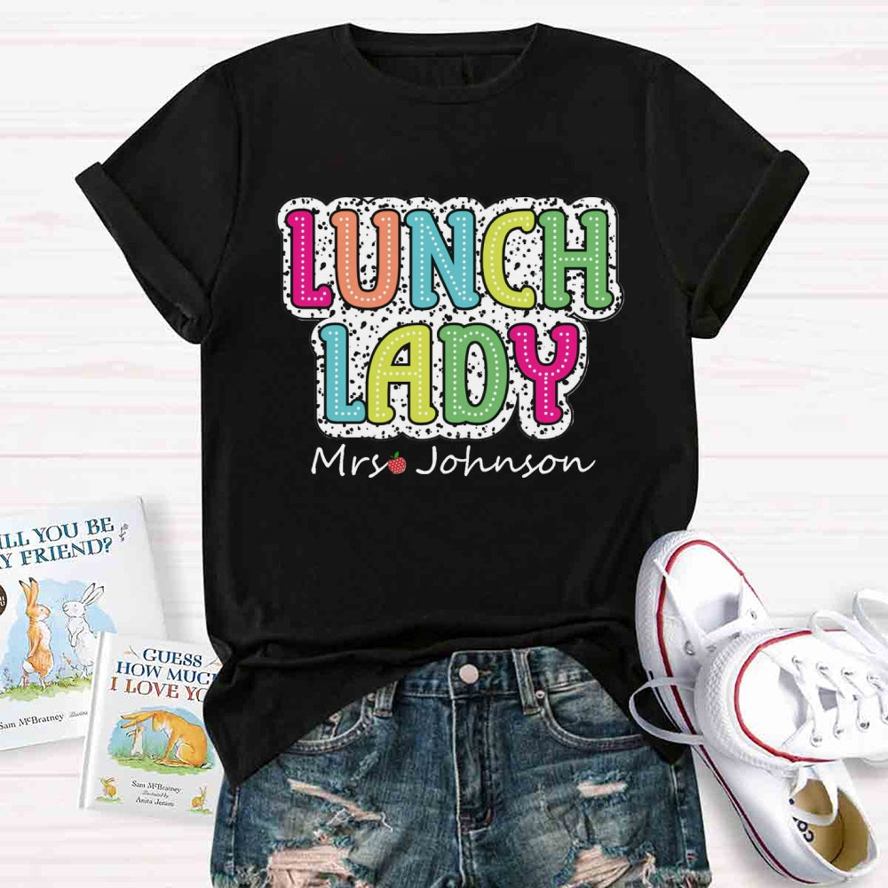 Personalized Name Lunch Lady Leopard Print T-shirt