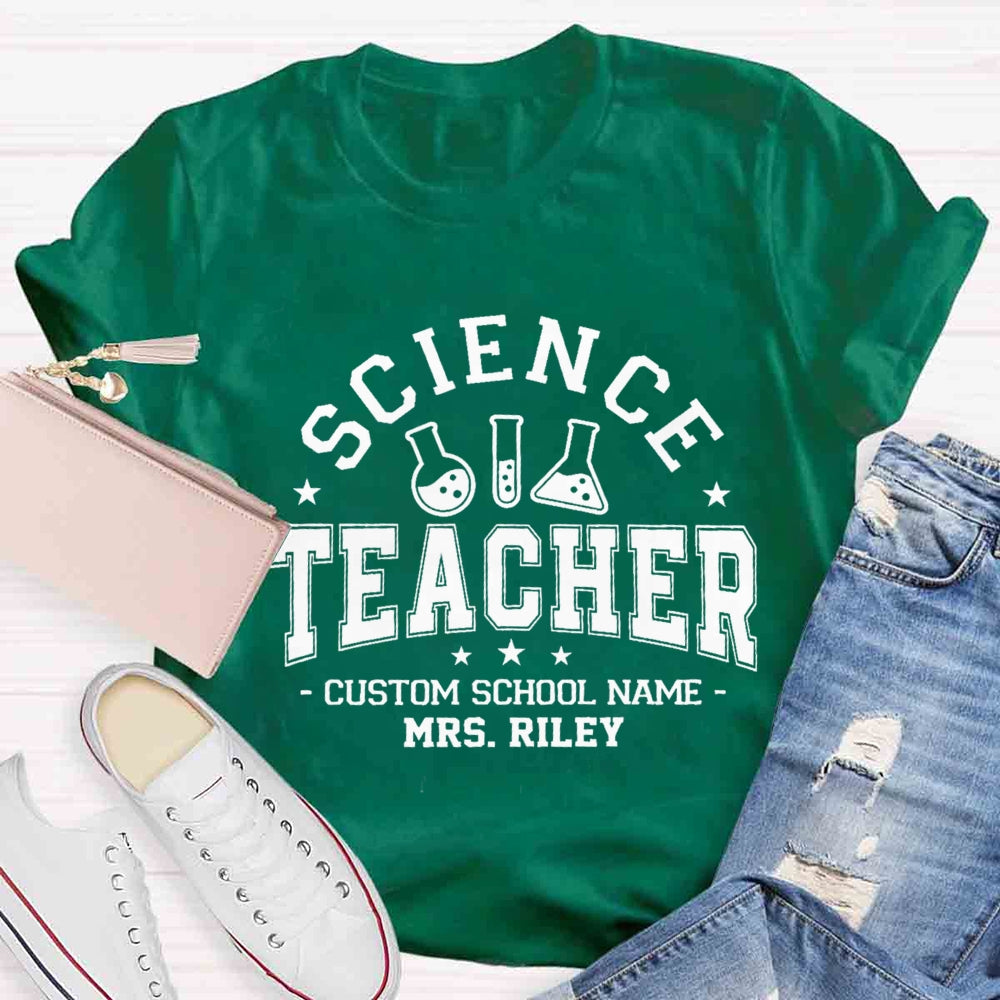 Personalized Name And School Name Science Teacher T-shirt