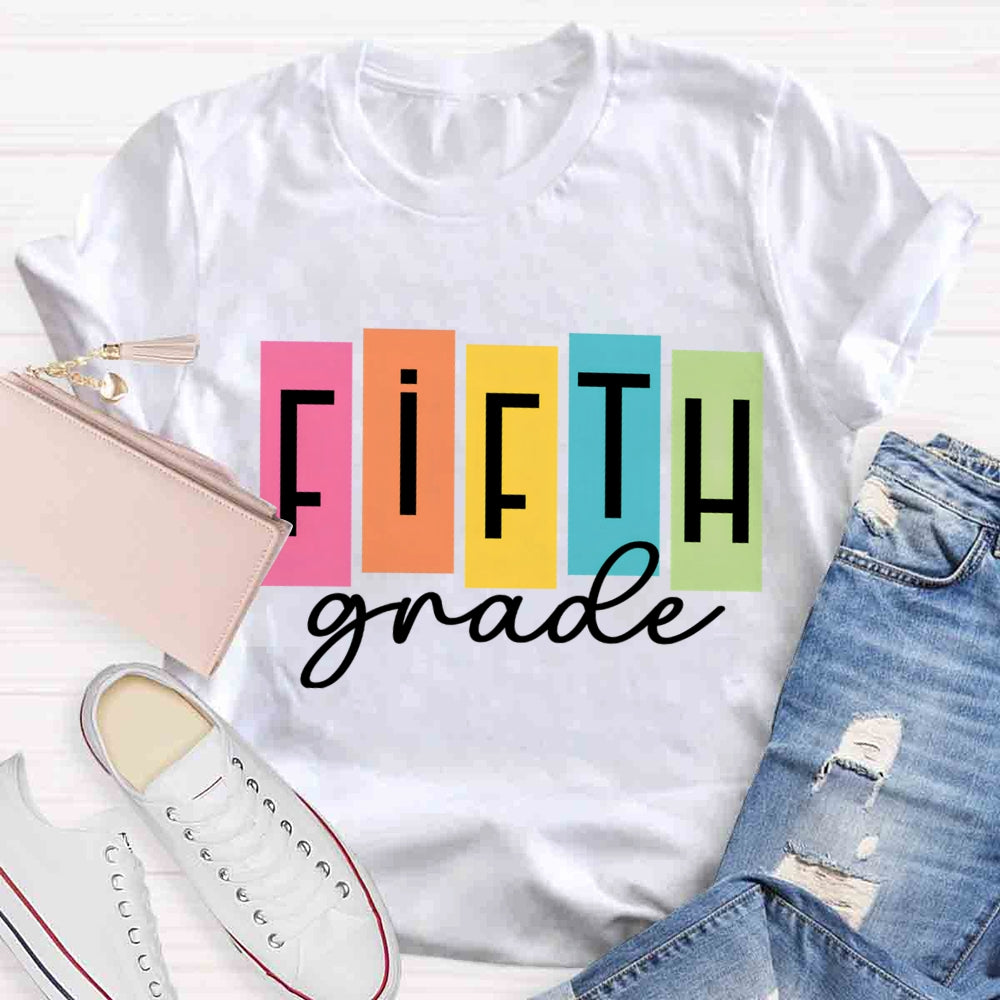 Personalized Grade Colorful Square Print T-shirt