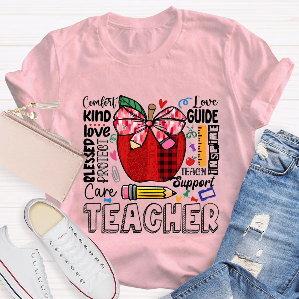 Comfort Kind Love Blessed Proteet Care Red Bow Apple T-shirt