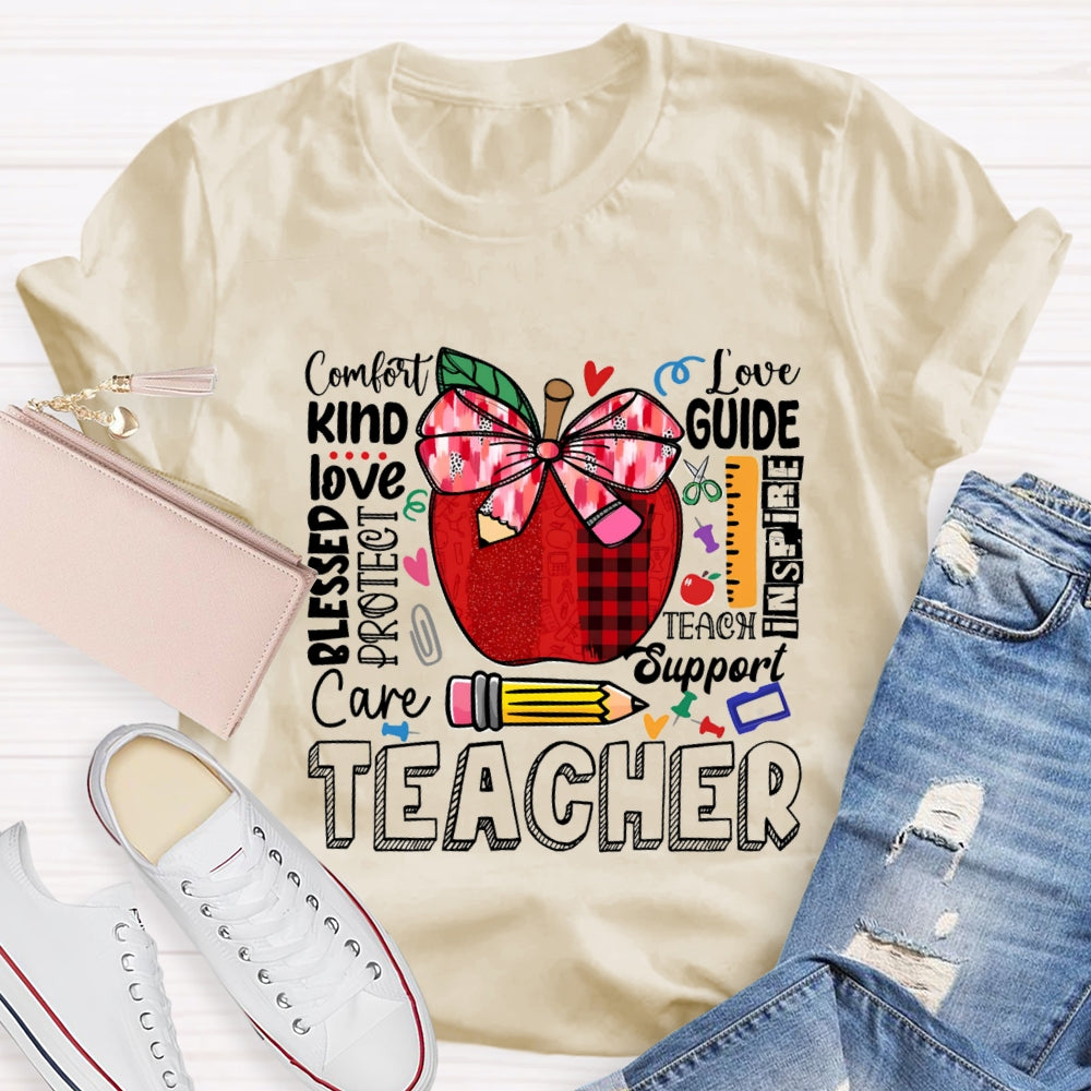 Comfort Kind Love Blessed Proteet Care Red Bow Apple T-shirt