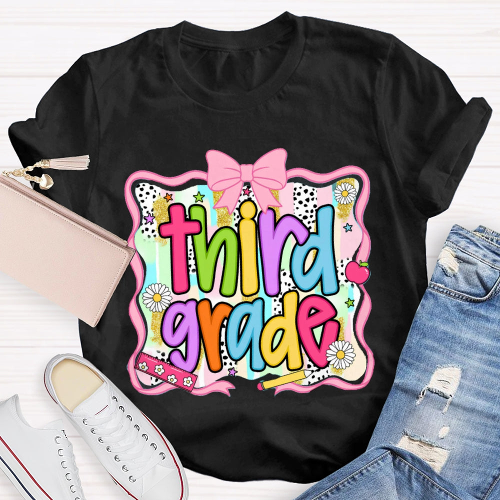 Personalized Grade Colorful Bow Ribbon T-shirt