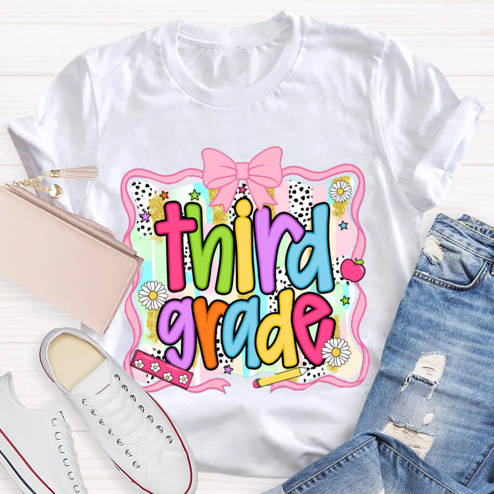 Personalized Grade Colorful Bow Ribbon T-shirt