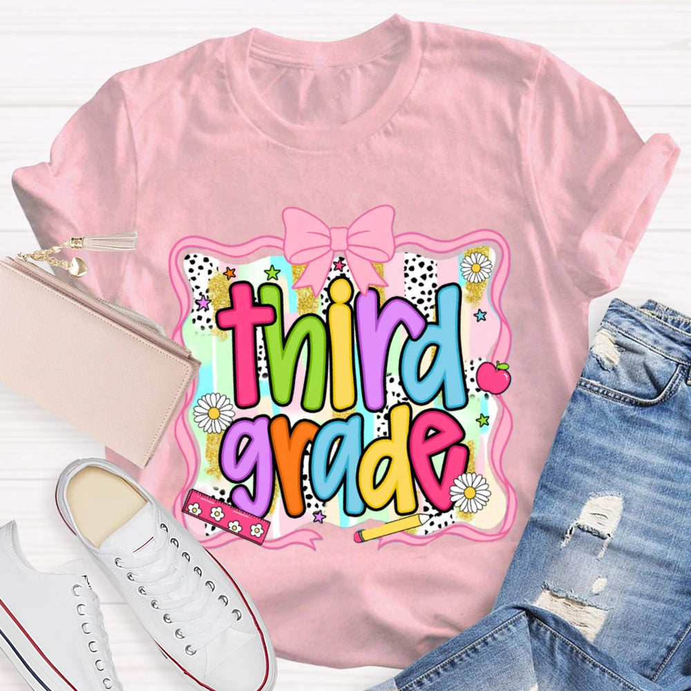 Personalized Grade Colorful Bow Ribbon T-shirt