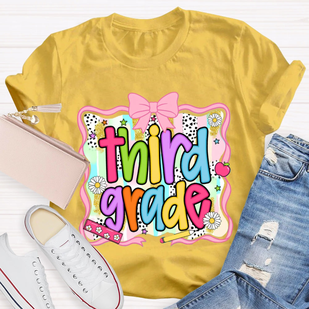 Personalized Grade Colorful Bow Ribbon T-shirt