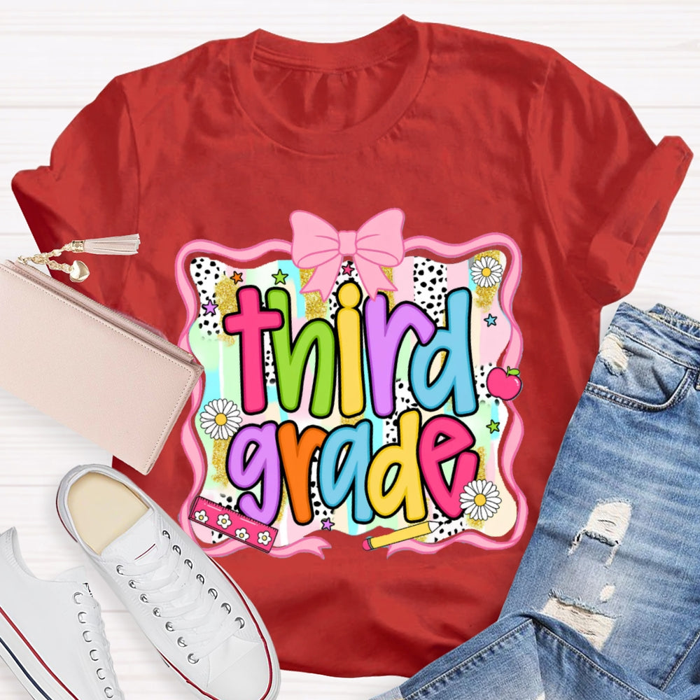 Personalized Grade Colorful Bow Ribbon T-shirt