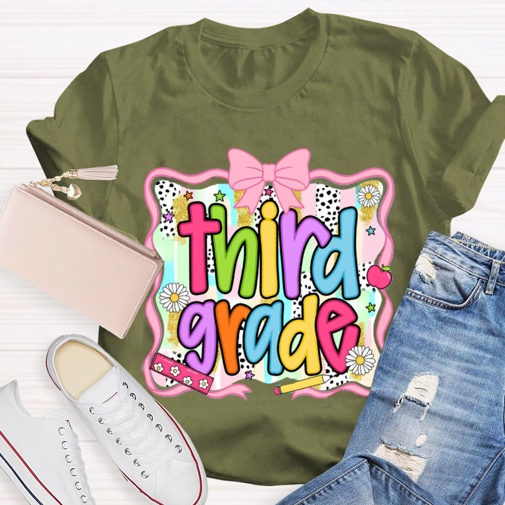 Personalized Grade Colorful Bow Ribbon T-shirt