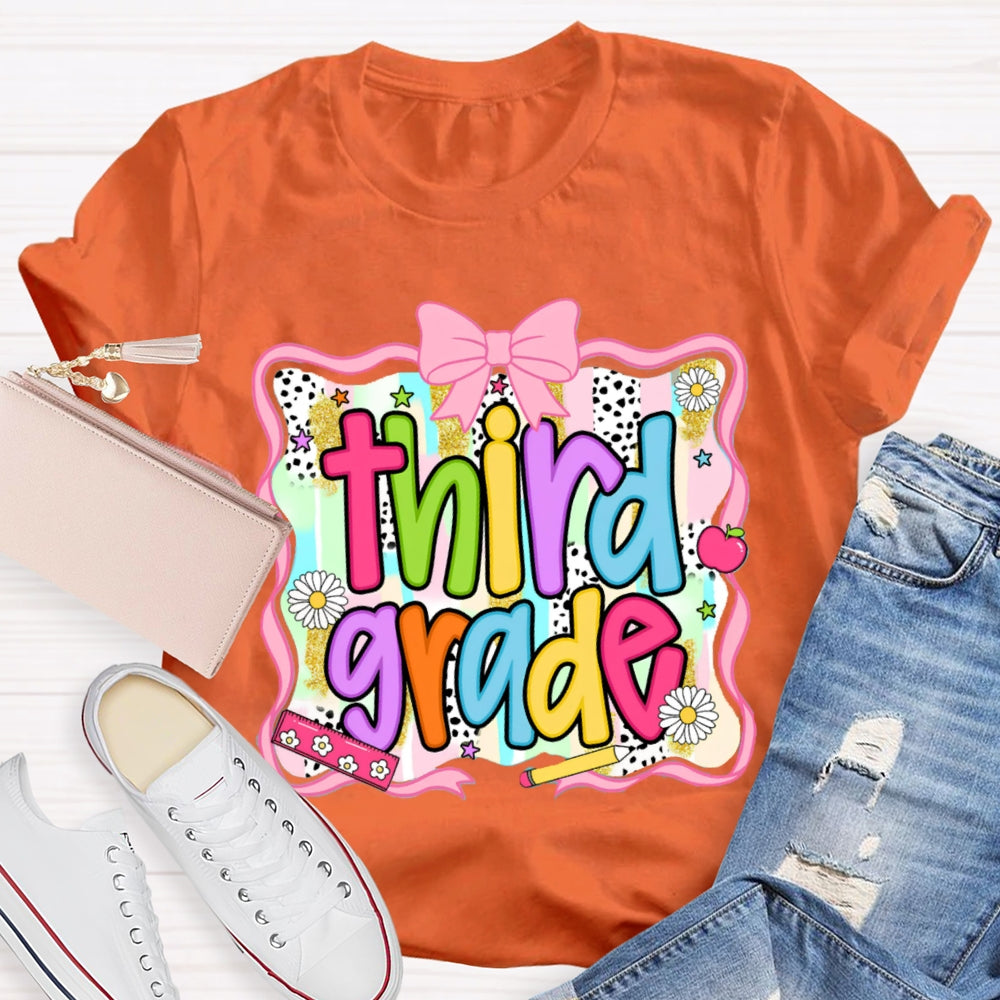 Personalized Grade Colorful Bow Ribbon T-shirt