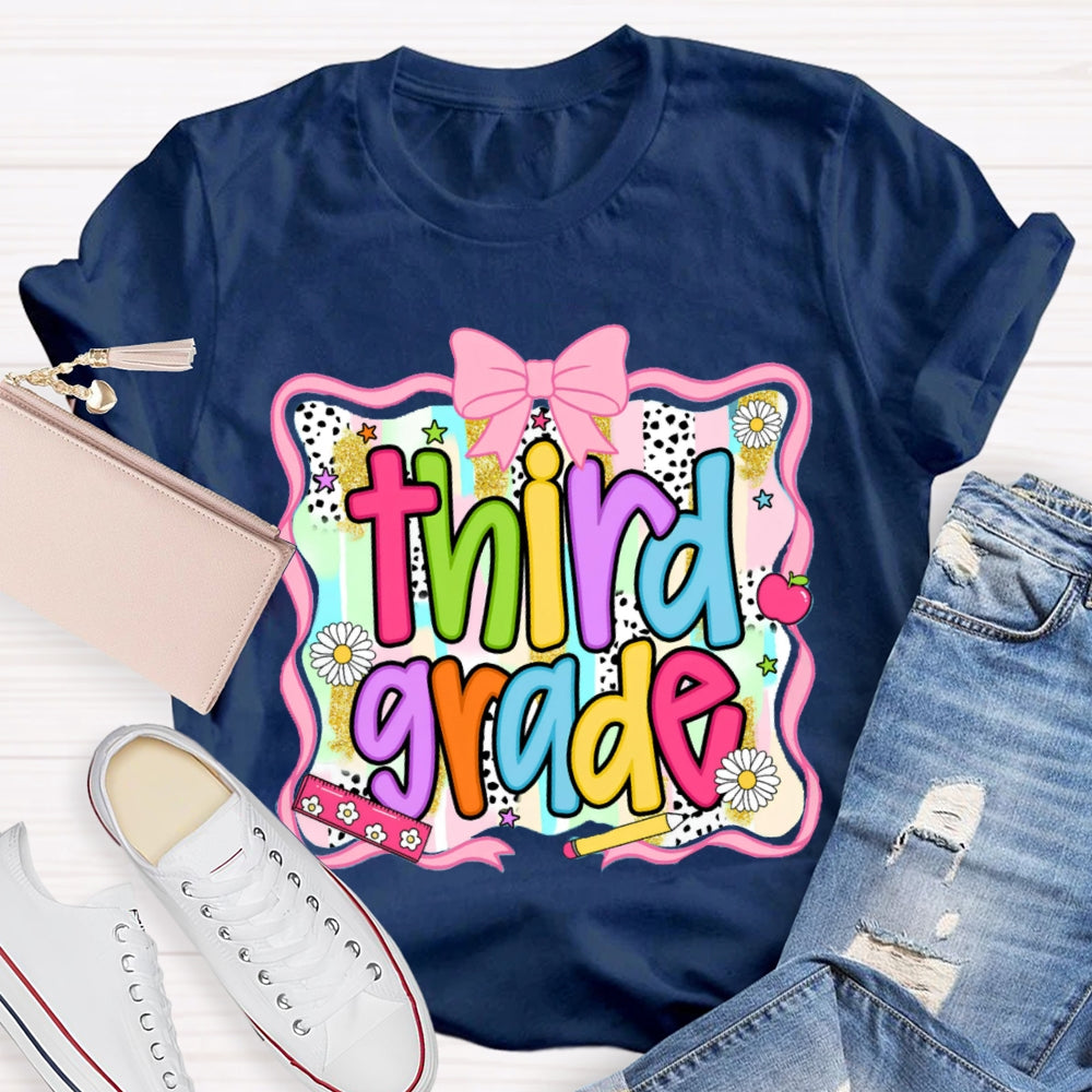 Personalized Grade Colorful Bow Ribbon T-shirt