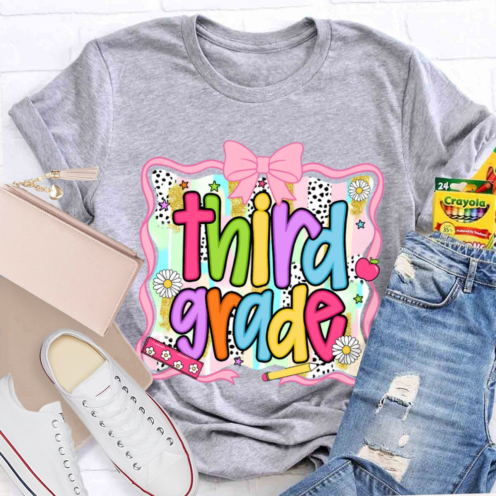 Personalized Grade Colorful Bow Ribbon T-shirt