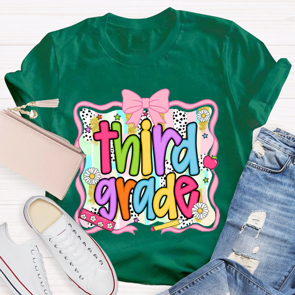Personalized Grade Colorful Bow Ribbon T-shirt