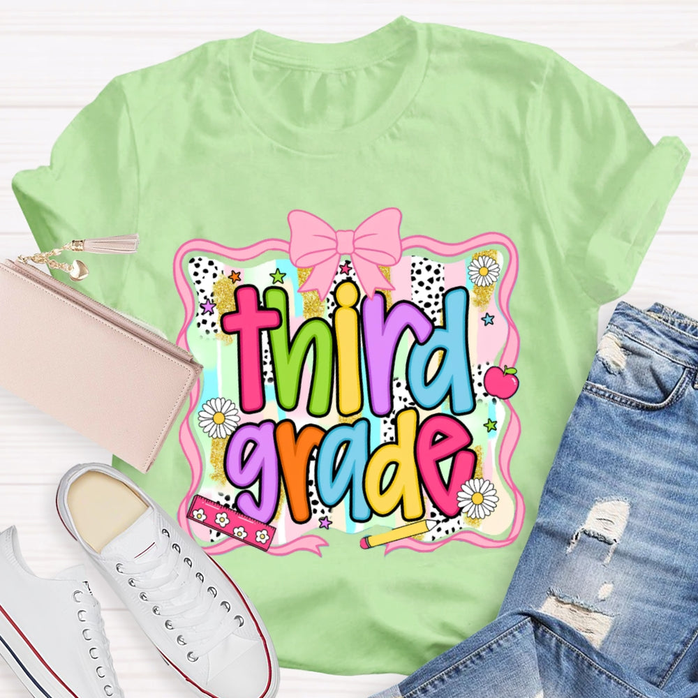 Personalized Grade Colorful Bow Ribbon T-shirt