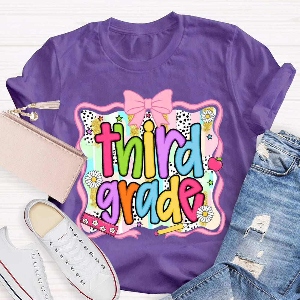 Personalized Grade Colorful Bow Ribbon T-shirt