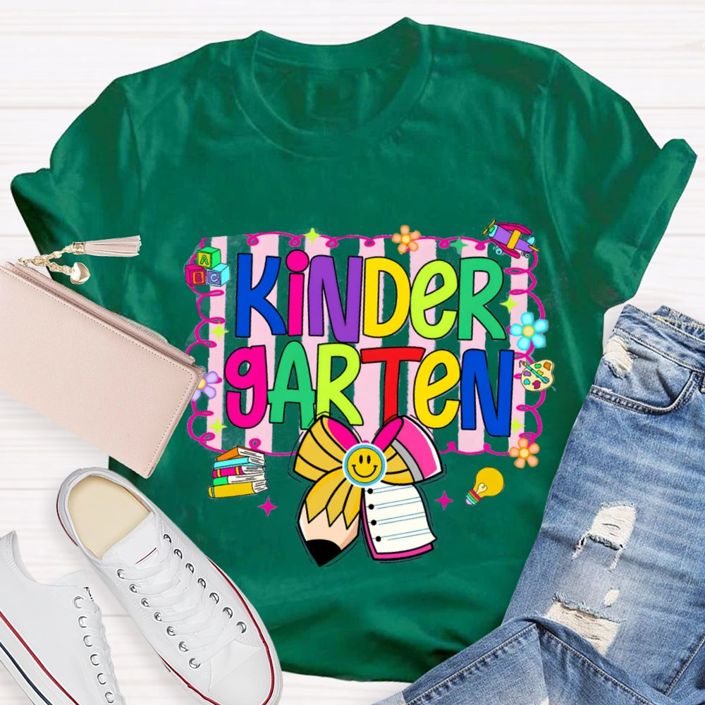Personalized Grade Colorful Letter Bow T-shirt