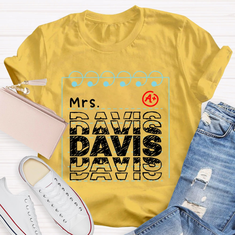 Personalized Name Notebook Pages T-shirt