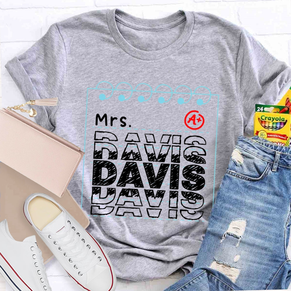 Personalized Name Notebook Pages T-shirt