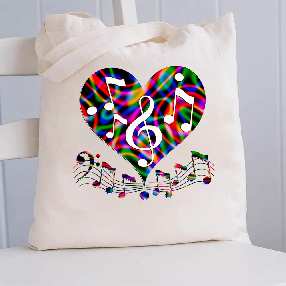 Music Heart Canvas Tote Bag
