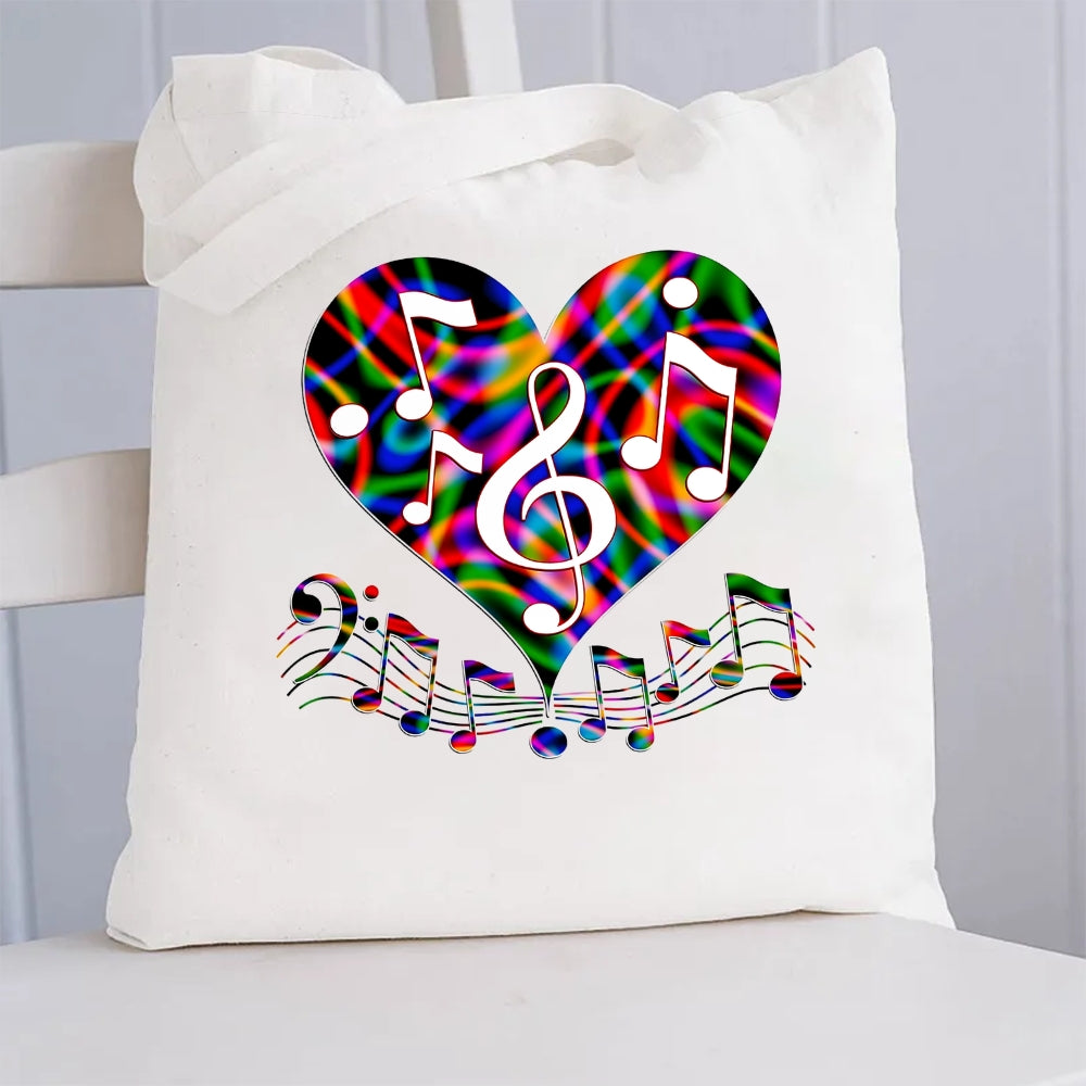 Music Heart Canvas Tote Bag