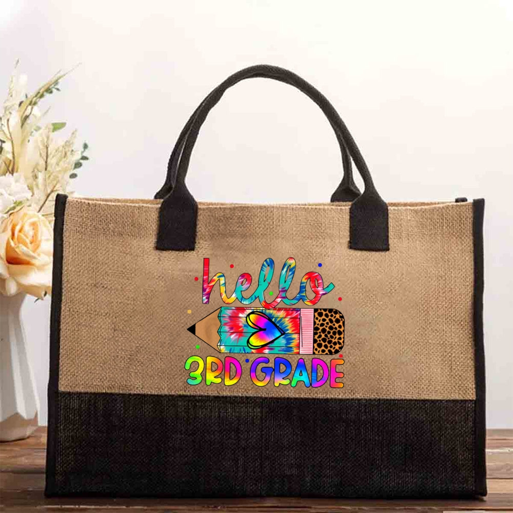 Personalized Grade Colorful Letter Back To Scool Cotton Tote Bag