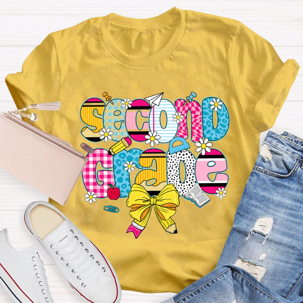 Personalized Name Yellow Bow And Daisies T-shirt