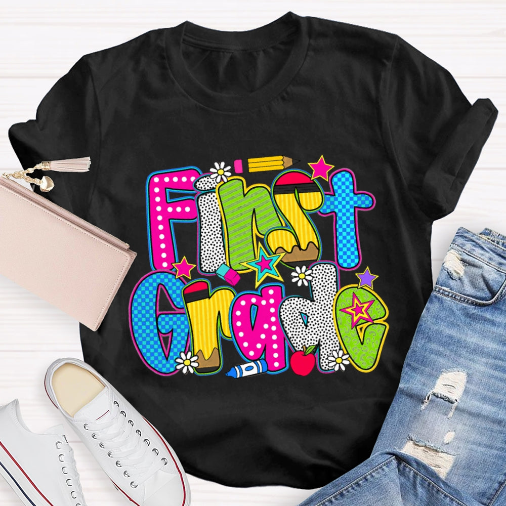 Personalized Grade Pentagram Back To School Teacher T-shirt