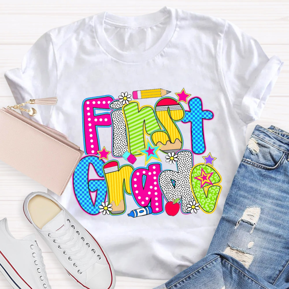 Personalized Grade Pentagram Back To School Teacher T-shirt