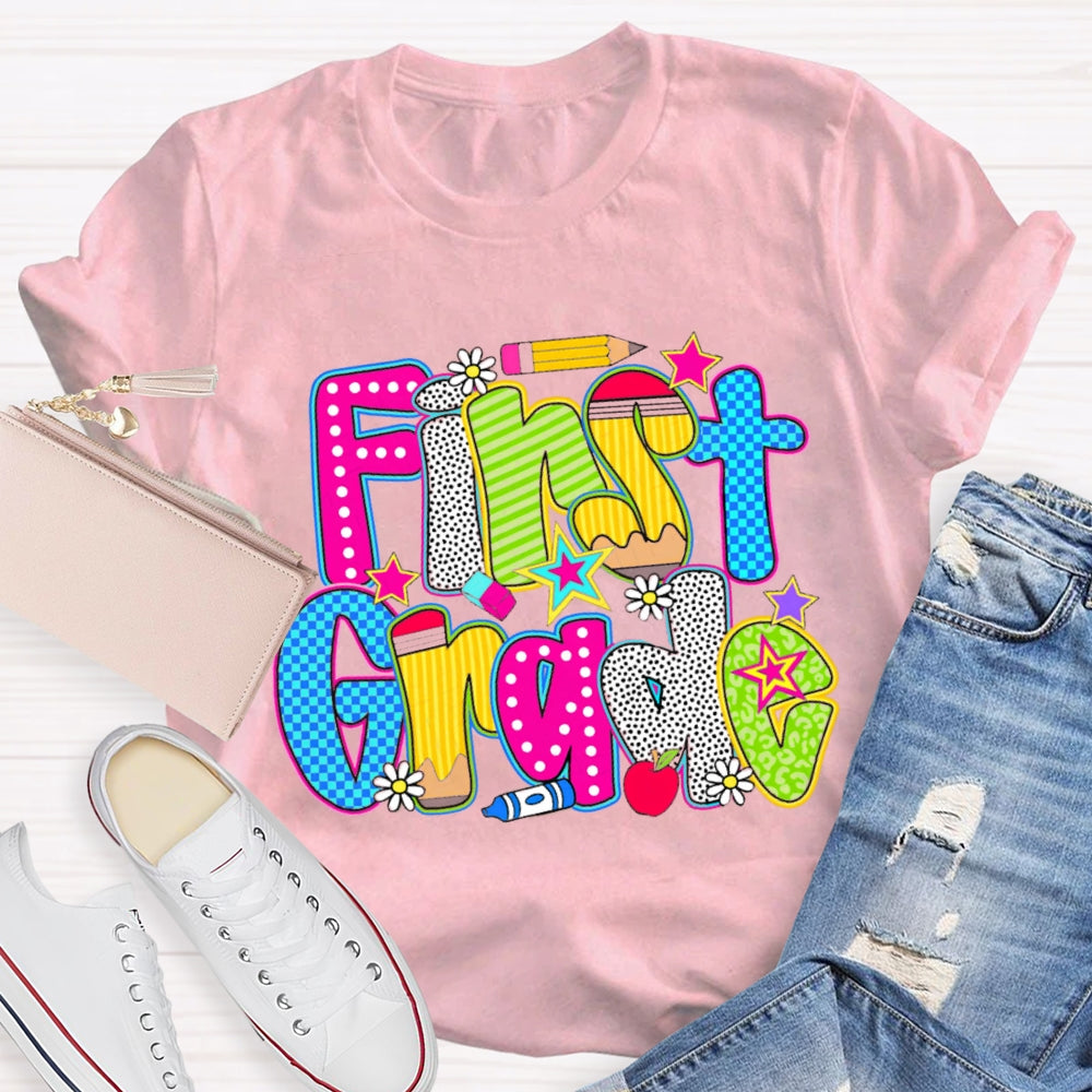 Personalized Grade Pentagram Back To School Teacher T-shirt