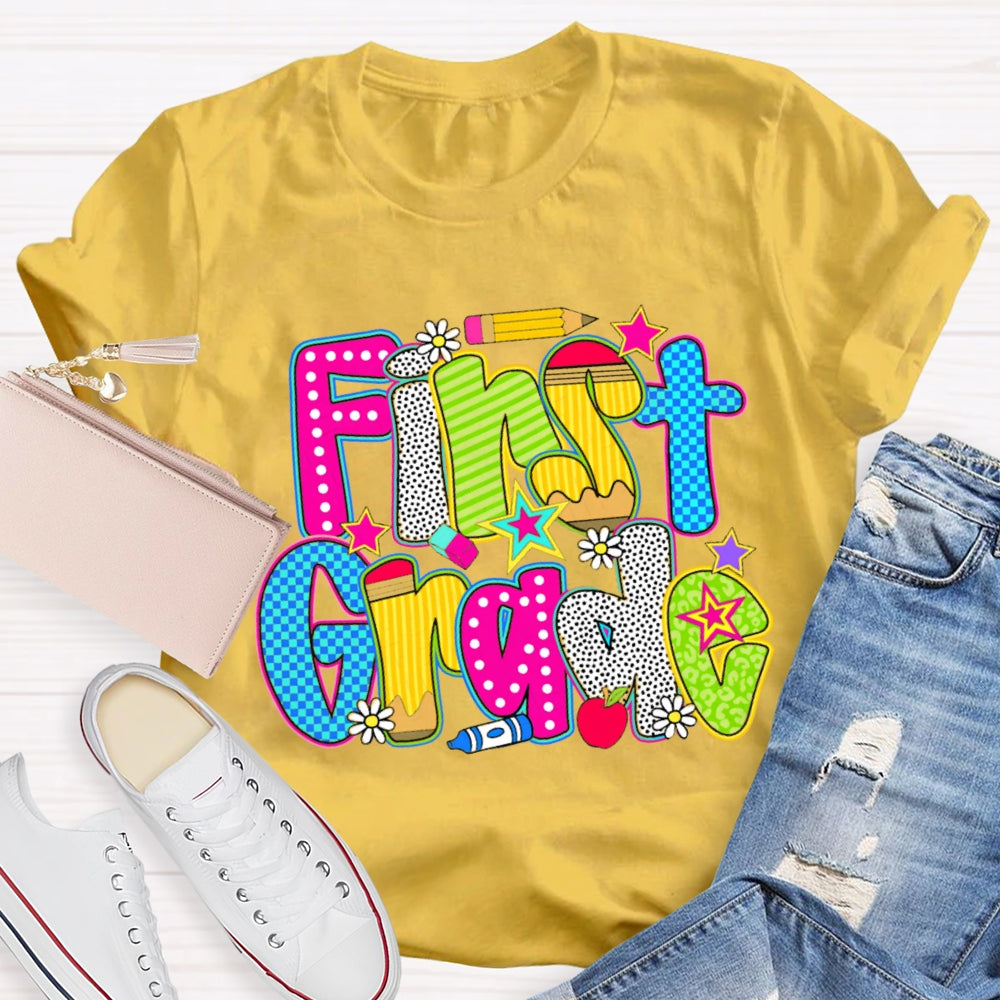 Personalized Grade Pentagram Back To School Teacher T-shirt