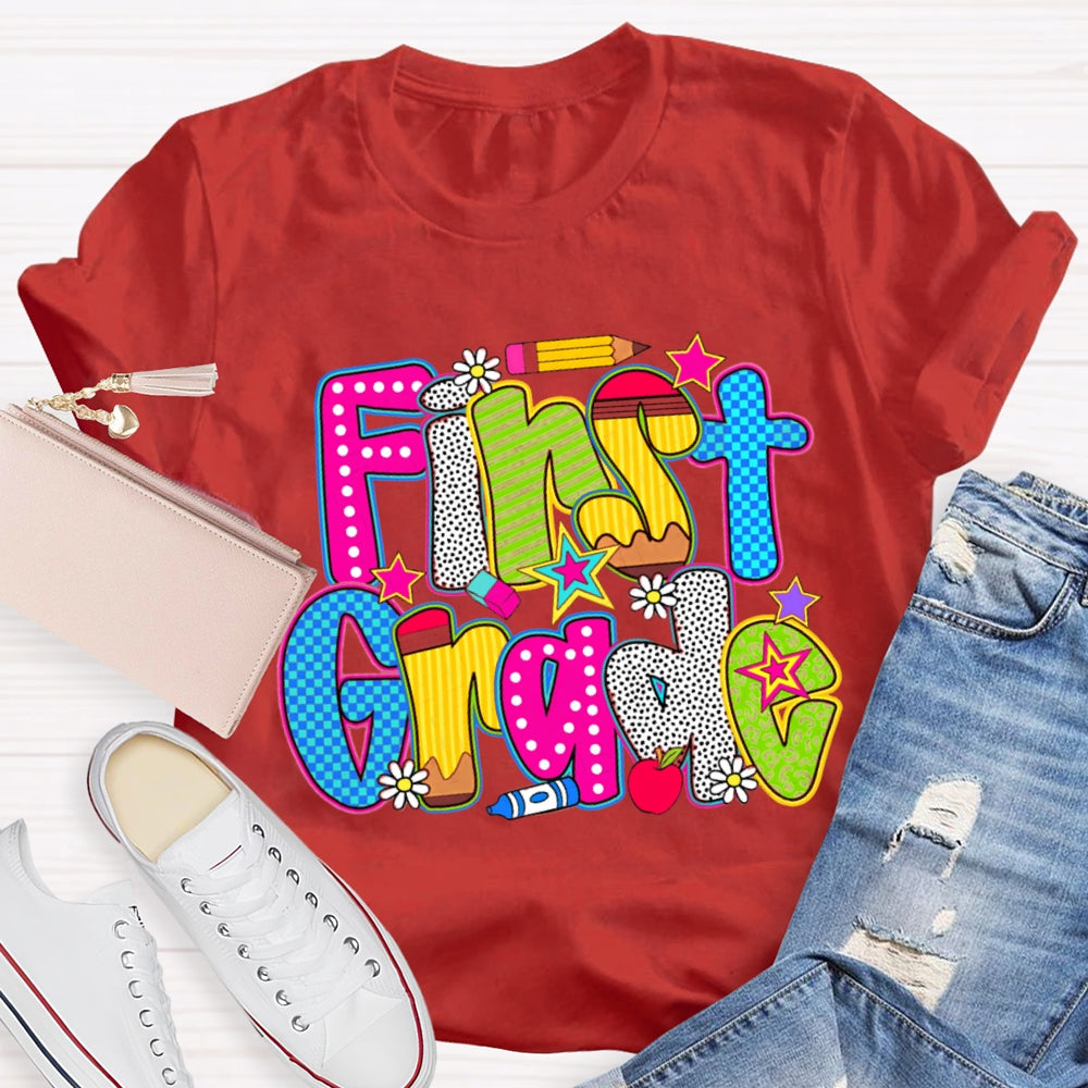 Personalized Grade Pentagram Back To School Teacher T-shirt
