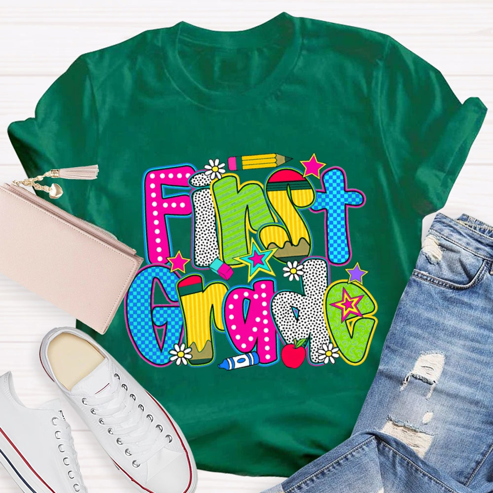 Personalized Grade Pentagram Back To School Teacher T-shirt