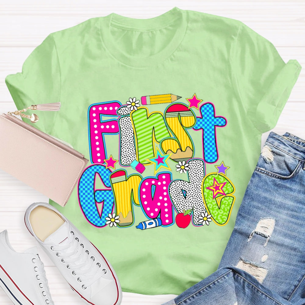 Personalized Grade Pentagram Back To School Teacher T-shirt